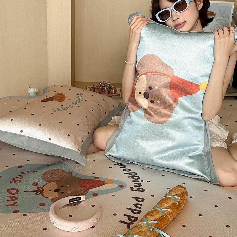 【面 面包小狗】900D高克重A类冰丝凉席三件套 夏季卡通空调软席