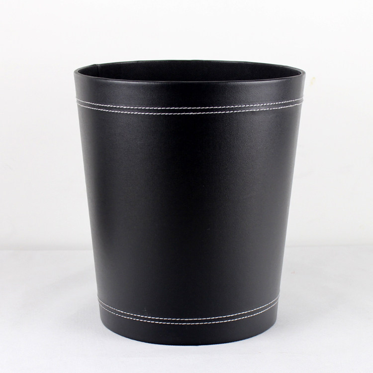 精选皮革桌面垃圾桶无盖 废纸篓小 家用办公卧室客厅欧式时尚可爱