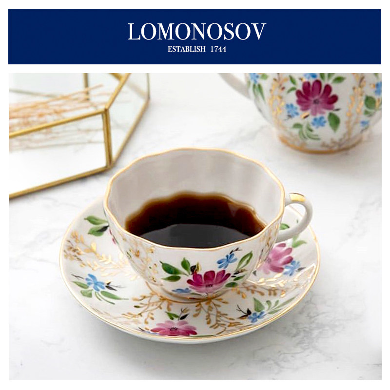 LOMONOSOV俄皇瓷器草之祝愿瓷咖啡杯碟轻奢ins风小精致下午茶杯壶