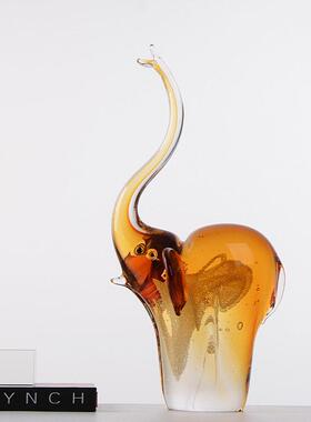 吉象如意轻奢高级感琉璃客厅大象摆件一对玄关家居装饰艺术品