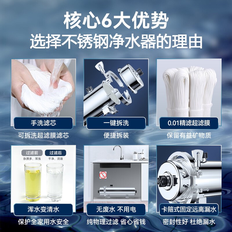 中央净水器家用直饮净水机井水自来水过滤器前置农村大型简易厨房