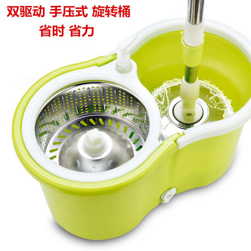 通用双旋转拖把桶手压式双驱动甩干脱水加厚拖把头拖把杆替换配件