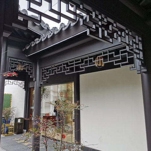 铝合金花格挂落仿古金属构件挂落中式门楣凉亭吊瓜柱挂屏花板