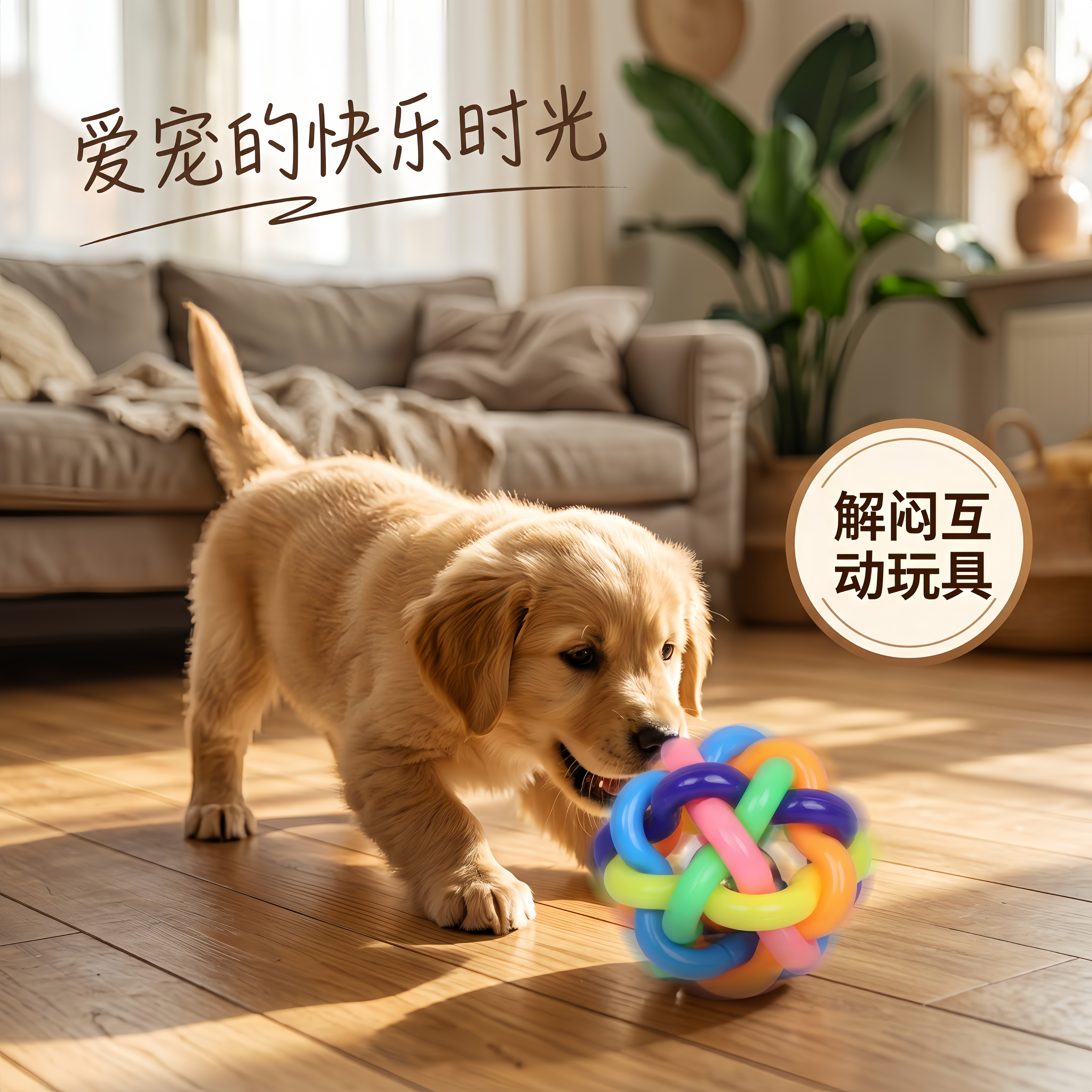 狗狗耐咬磨牙发声铃铛球玩具