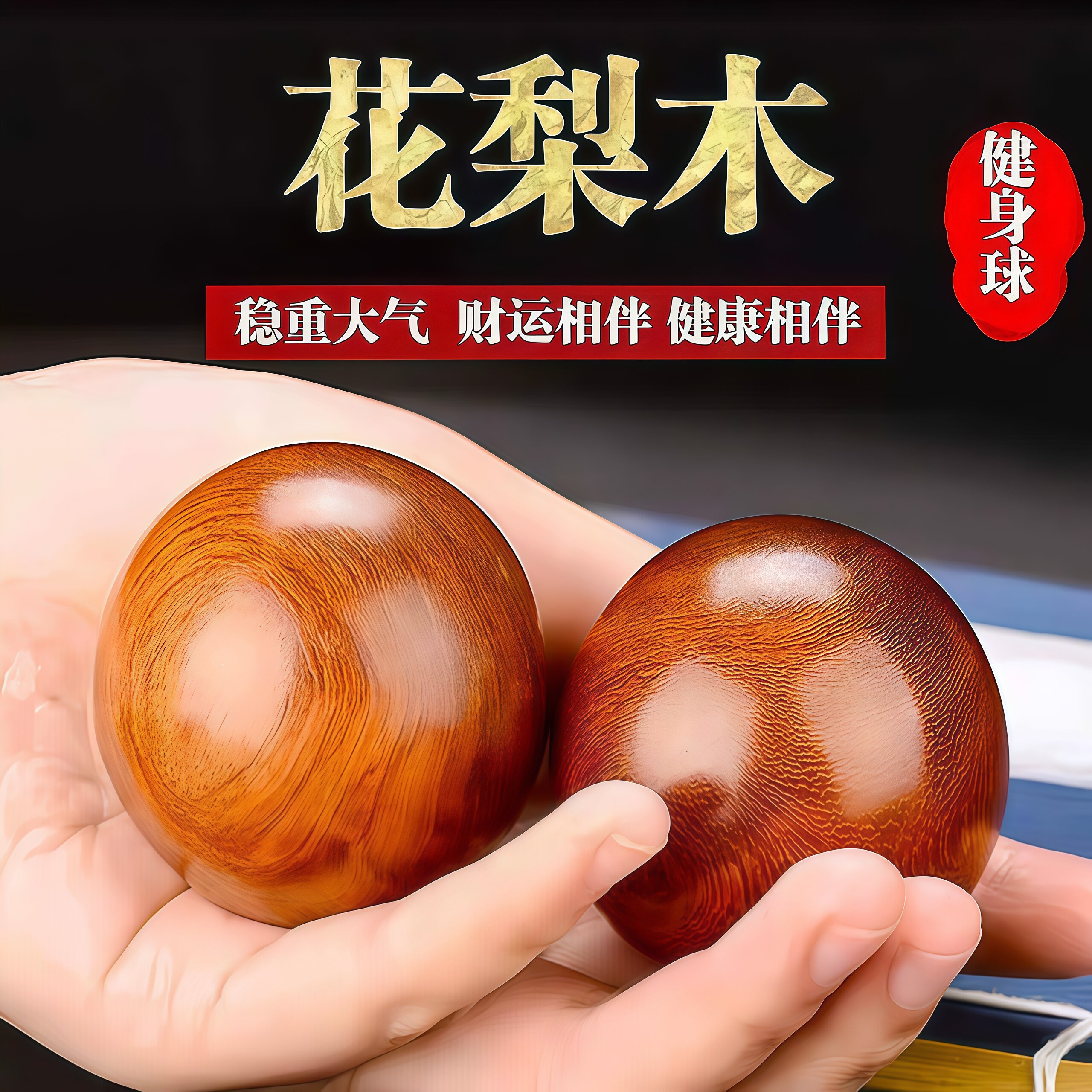 花梨木手球老年人锻炼手指灵活训练器转球养生健身保健球手部按摩