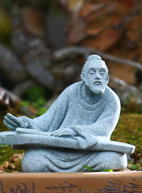 伯牙抚琴微景观仿石摆件可沉水鱼缸造景花卉盆景假山装饰茶桌摆设