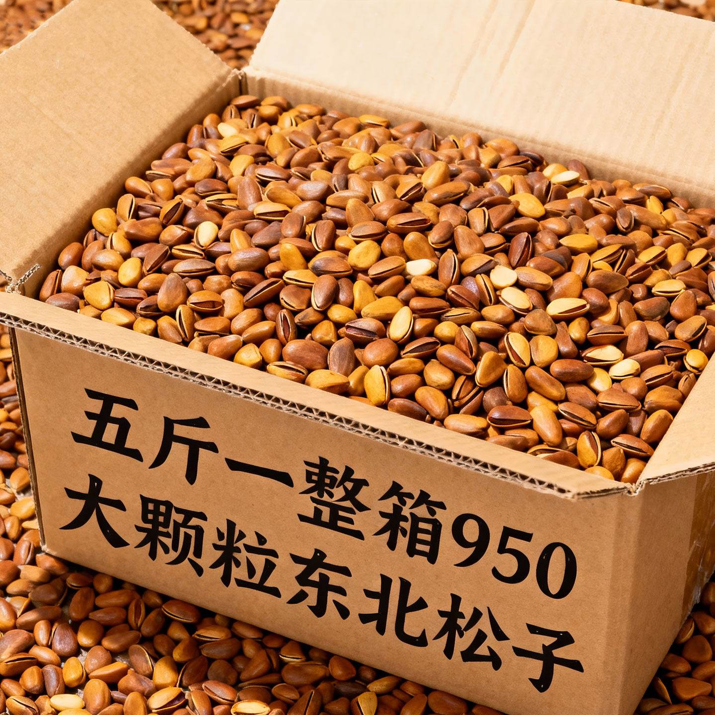 东北松子2025新货开口手剥松子官方旗舰店正品5斤整箱大颗粒松子