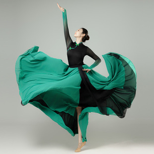 蒙古舞蹈演出服艺考大摆裙民族风舞台表演服装 藏族舞蹈服长裙套装