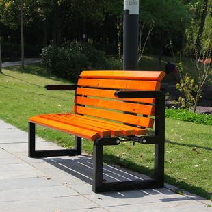 定制供应铸铝公园椅实木景区长椅铸铁广场椅小区靠背椅户外等候椅