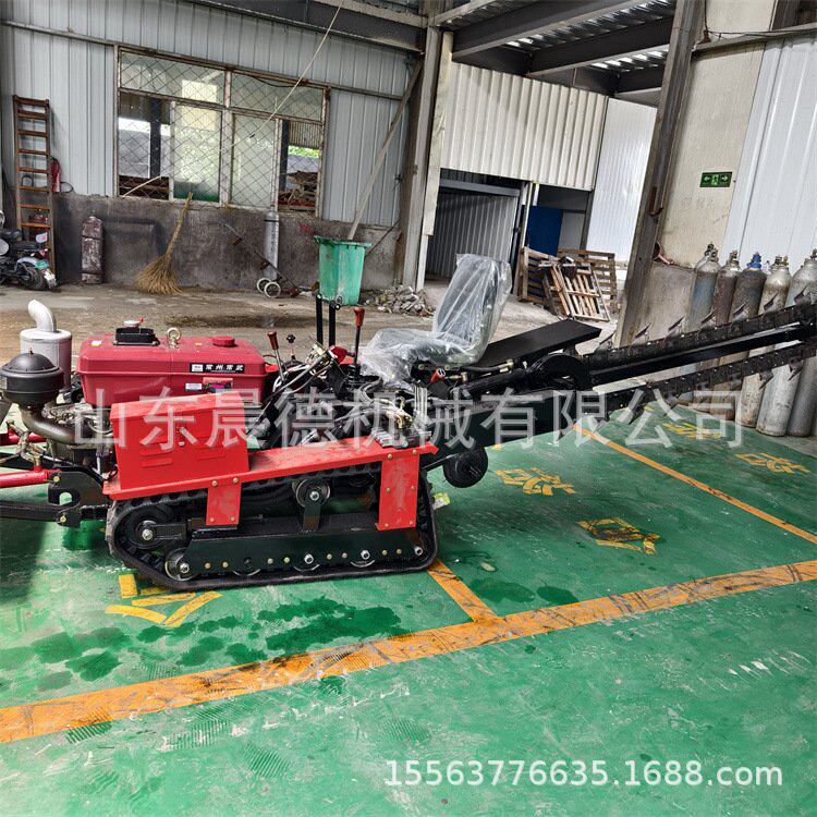 链条式埋管开沟机 小型果园挖沟履带式柴油开槽机