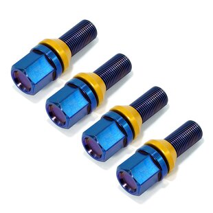 定制加工汽车改装钛合金轮毂螺栓 真空镀膜蓝色M12/M14德系汽车