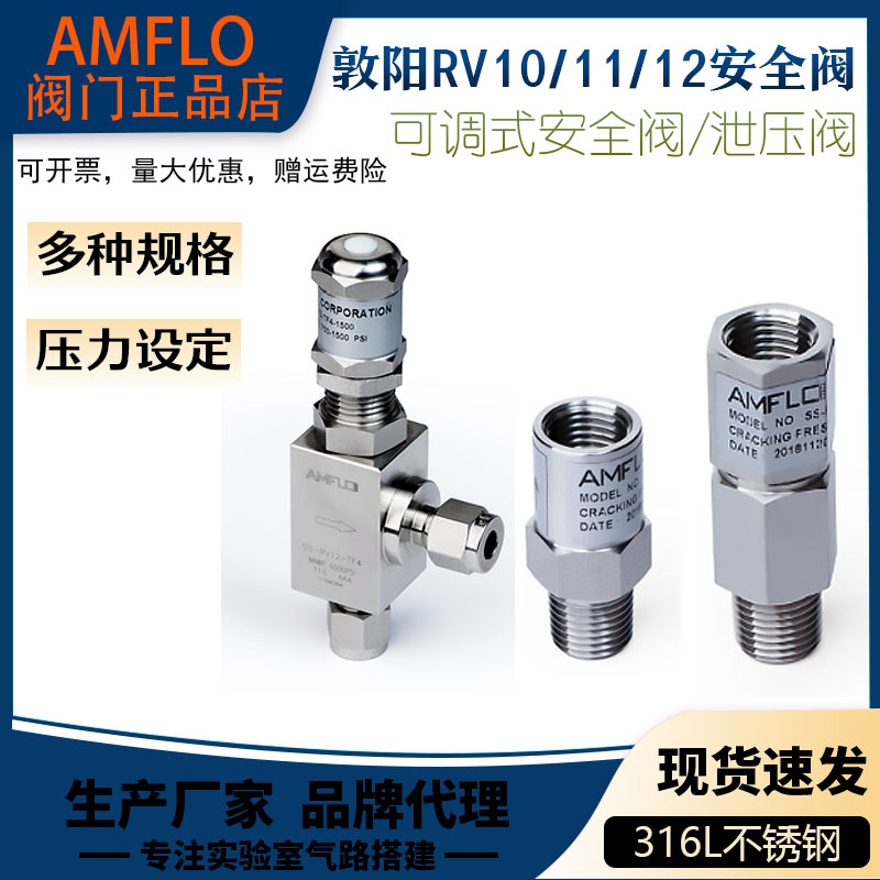 AMFLO敦阳316不锈钢安全阀 SS-RV12-FNT4 RV10 RV11 压力范围设定