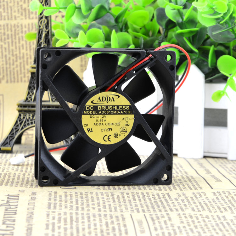 ADDA 8025 12V 0.15A 8厘米 双滚珠 机箱电源风扇 AD0812MB-A70GL