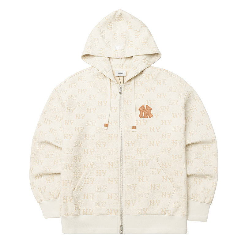 MLB男女装2025冬季新款复古满标NY外套连帽运动服跑步休闲夹克衫