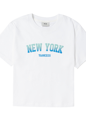 MLB白色短袖t恤女上衣2025冬季学院风短袖透气休闲半袖 3FTSV1443