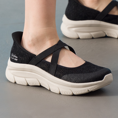 斯凯奇女鞋新款MODERN D'LUX一脚穿浅口玛丽珍时尚透气休闲