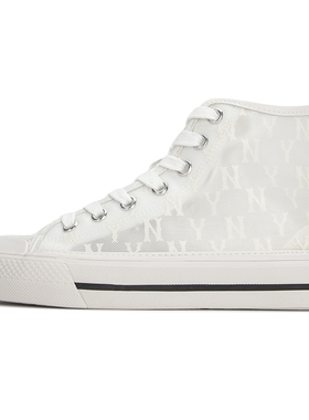 MLB男鞋女鞋中帮板鞋春季新款老花系列运动休闲鞋帆布鞋3ACVCMM2N