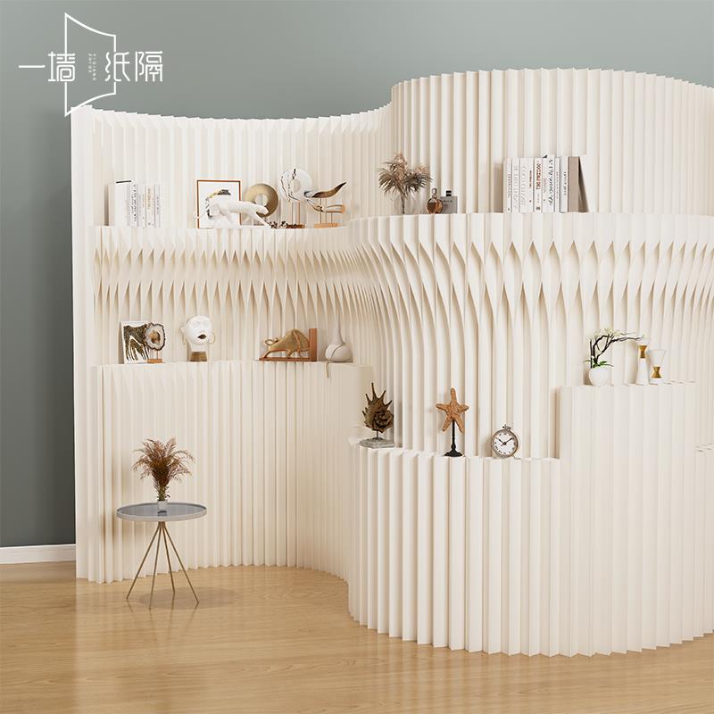 需定制免打孔隔断办公室玄关屏风隔断美容院置物背景墙房间分隔纸