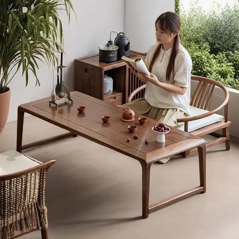需定制榆木榻榻米桌椅组合飘窗炕桌阳台实木泡茶桌炕几禅意茶桌