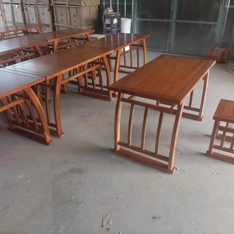 需定制书法桌子培训班实木国学桌椅幼儿园双人仿古练字书法班围棋