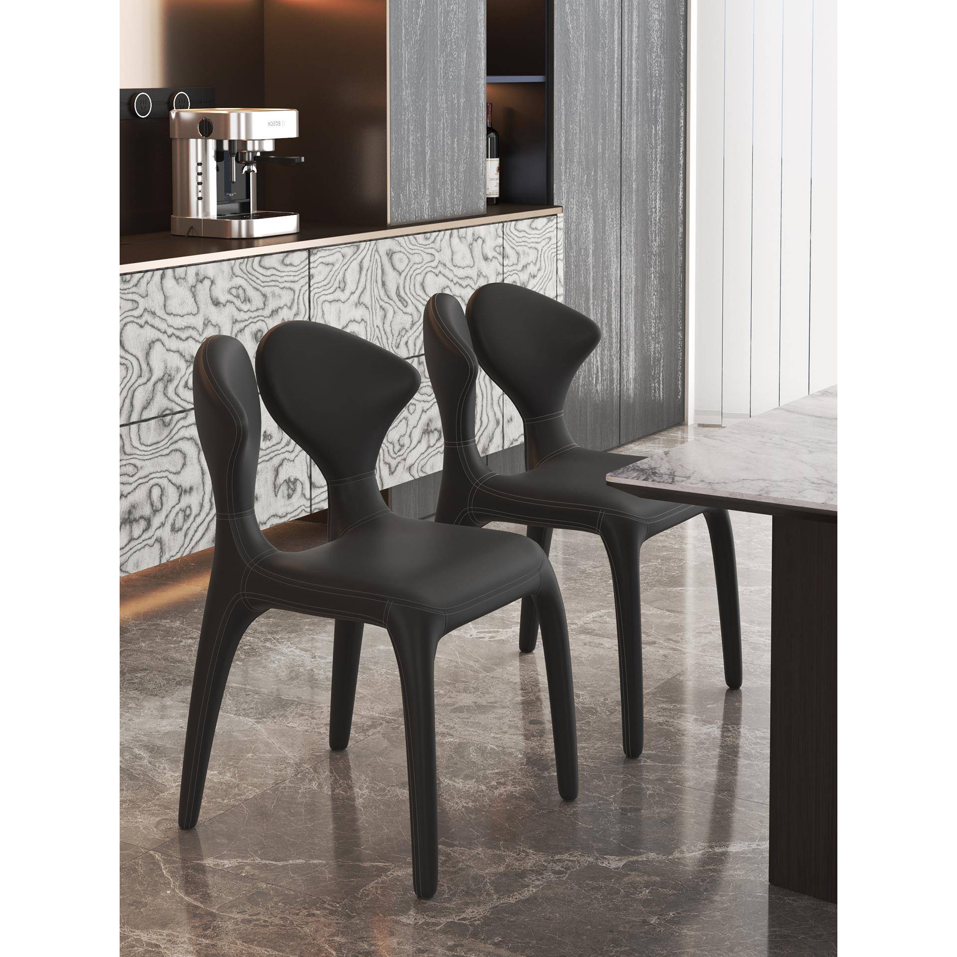 2025新意大利Normcore设计师餐椅家庭餐厅岛餐桌和椅子高端黑色靠