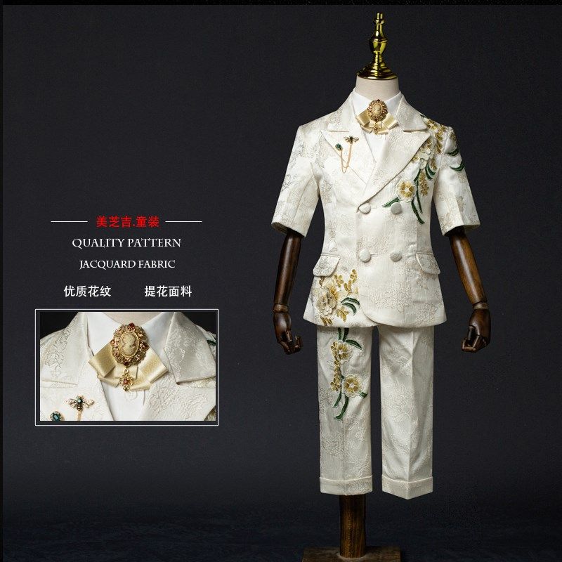 男童西装短袖礼服套装花童男童走秀男童钢琴演出礼服男童主持礼服