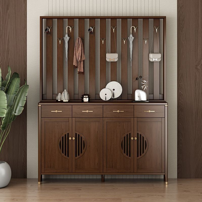 鞋柜衣帽架一体实木新中式家用门口靠墙收纳柜屏风隔断入户玄关柜,住宅家具,鞋柜,淘宝优惠券,粉丝福利购,淘宝优惠卷