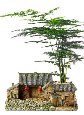 豆磨家中式古建筑摆件古风盆景小房子客厅家居装饰品禅意茶几