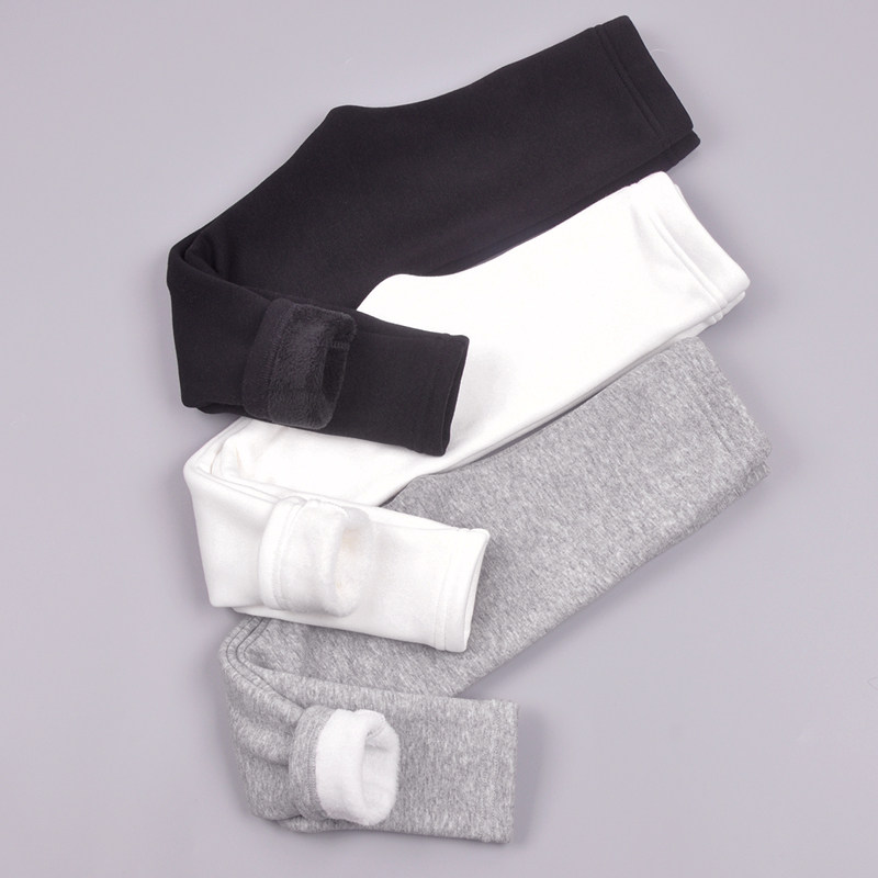 女童加绒加厚打底裤大童黑色一体薄绒秋冬款儿童白色外穿保暖裤子