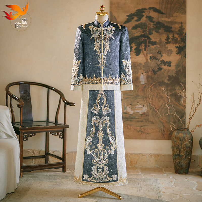 男装秀禾服2024新款中式新郎结婚高级礼服男士婚服大码唐装婚秀和