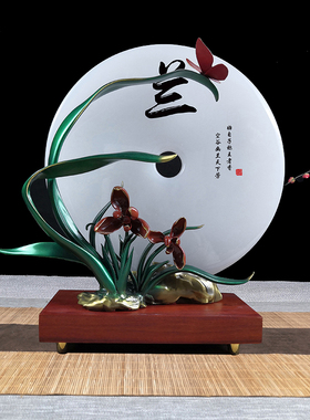 铜摆件玉石平安扣高档中式家居饰品开业送礼办公室桌面玄关送领导