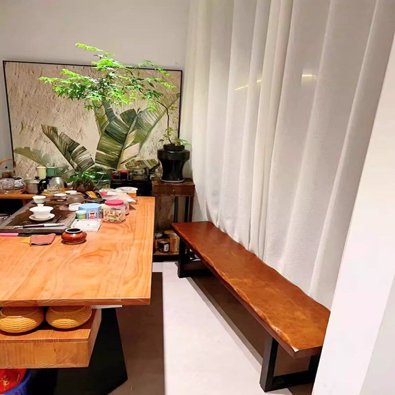 铁艺实木长条凳休息凳家用餐桌凳休闲简约长板凳轻奢复古创意长凳