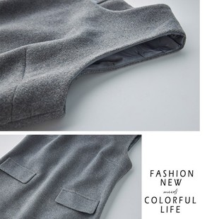 羊毛呢背心裙中长款加厚马甲裙显瘦打底裙秋冬新款呢子连衣裙A裙