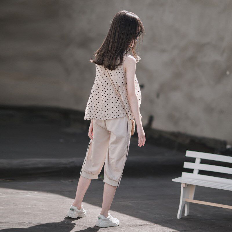 女童夏季套装2024新款洋气时髦娃娃衫五分裤中大童薄款两件套夏款