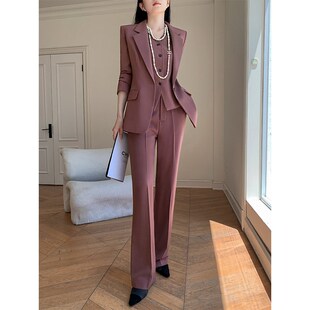 休闲马甲西装套装女三件套阔腿裤高级感小个子职业正装西服外套秋