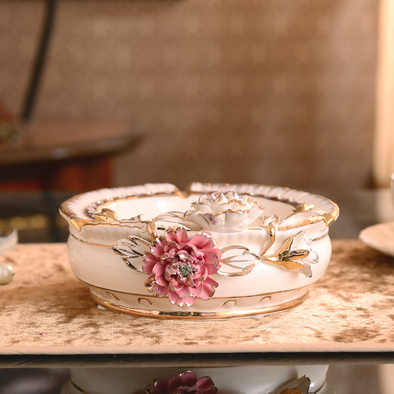 欧式陶瓷烟灰缸奢华客厅家居实用摆件创意个性茶几办公室装饰礼品