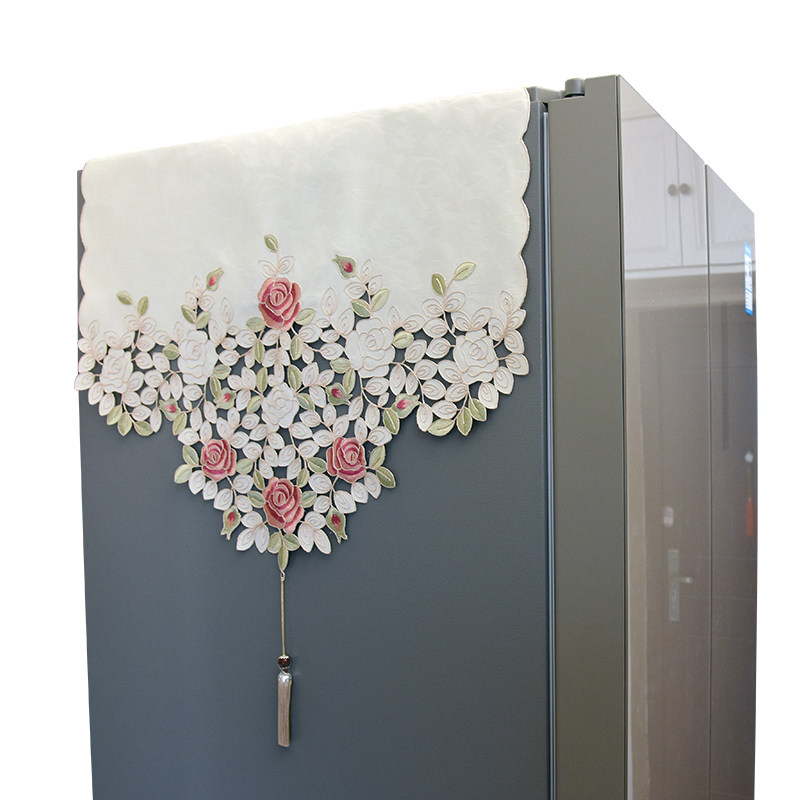 浪漫大方玫瑰绣花冰箱巾欧式流苏镂空冰箱盖布洗衣机防尘罩家用,居家布艺,万能盖巾,淘宝优惠券,粉丝福利购,淘宝优惠卷