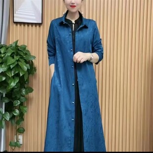 洋气休闲中老年女装 风衣女2023春季 外披宽松大码 中长款 外套秋 新款