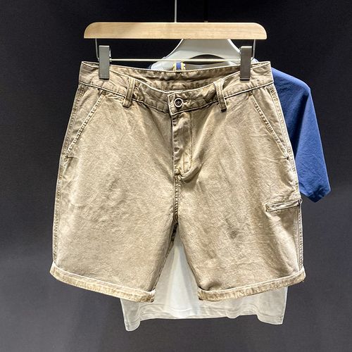 夏季卡其休闲短裤男夏薄纯棉直筒五分裤马裤宽松裤衩5分中裤男潮