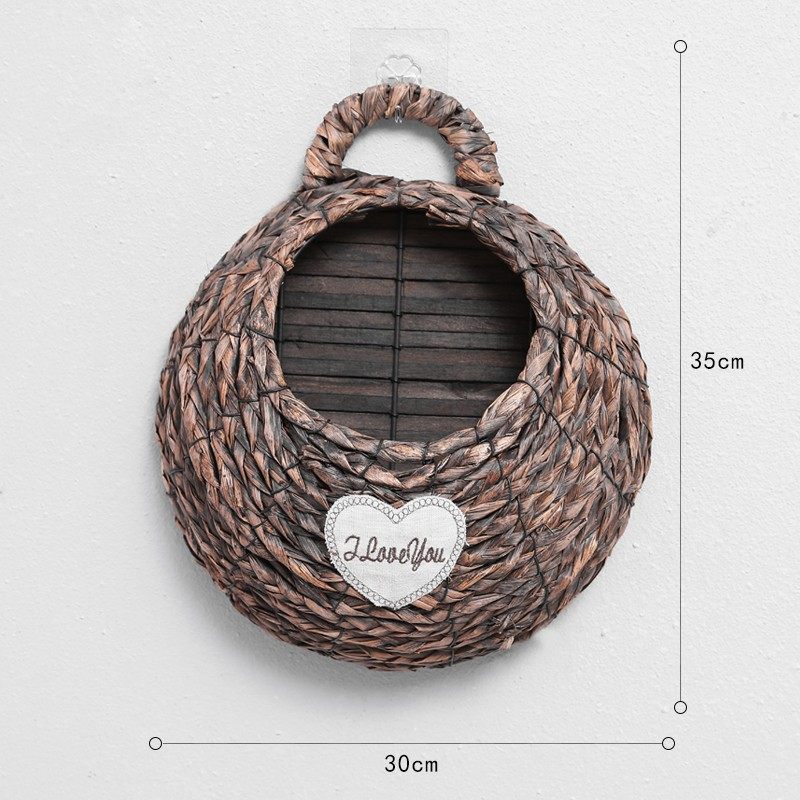 藤编壁挂花篮柳编花篮墙壁装饰花蓝挂墙花盆墙壁花盆插花吊挂花篮