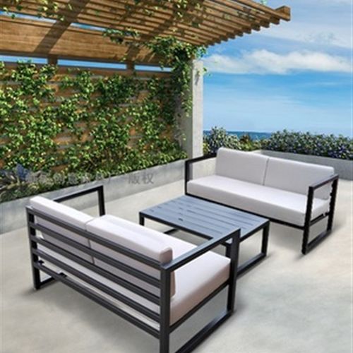 商用户外沙发桌椅套装庭院卡座洽谈镀锌钢防水防晒铝合金罗马伞