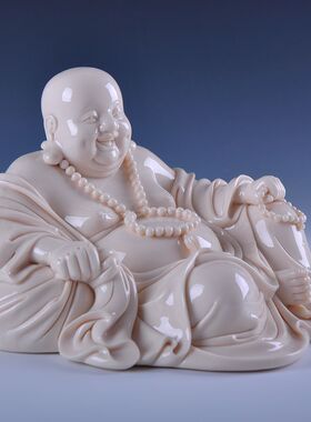 弥勒佛招财摆件客厅陶瓷笑佛家居家用供奉装饰品办公室桌面摆件