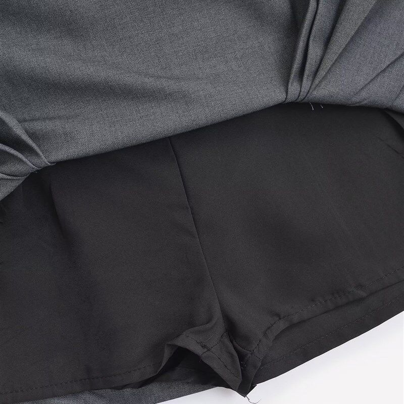 高级感学院风低腰百褶灰色半身裙女夏季防走光a字西装短裙女裙子