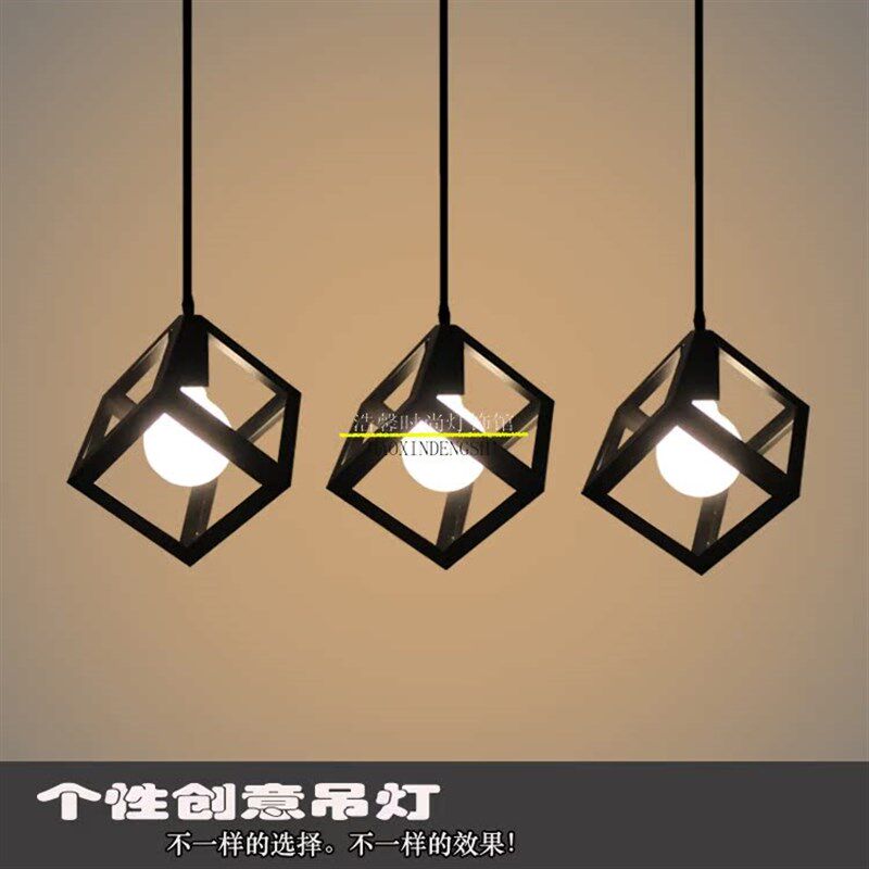 北欧复古吧台loft三头创意个性餐厅灯饰灯具铁艺咖啡工业吊灯