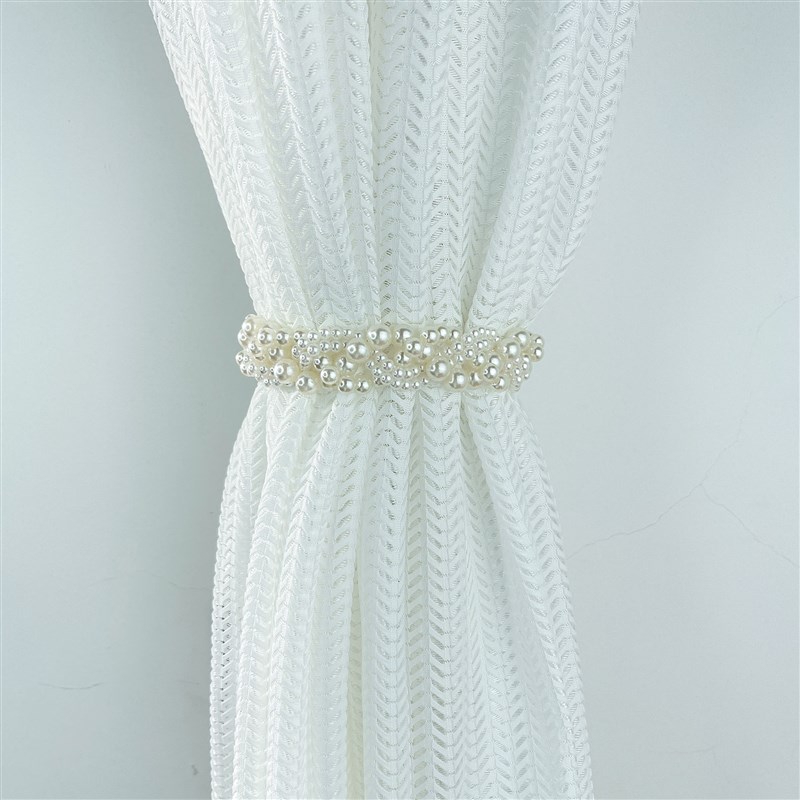 珍珠编织窗帘绑带简约磁铁吸扣一对窗帘扣环绑饰扎束带纱帘收拢夹