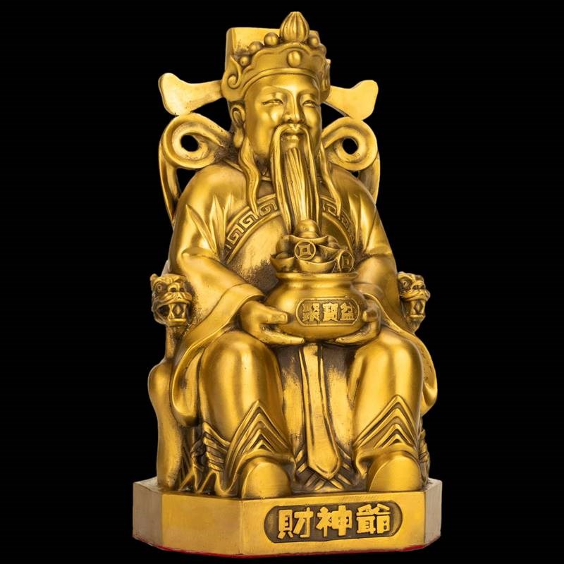 纯铜财神爷大号佛像桌面摆件玄关家用供奉店铺开业铜像比干文财神