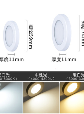 黑色led明装小筒灯超薄圆形3W5W酒柜展柜免开孔迷你吸顶射灯1公分