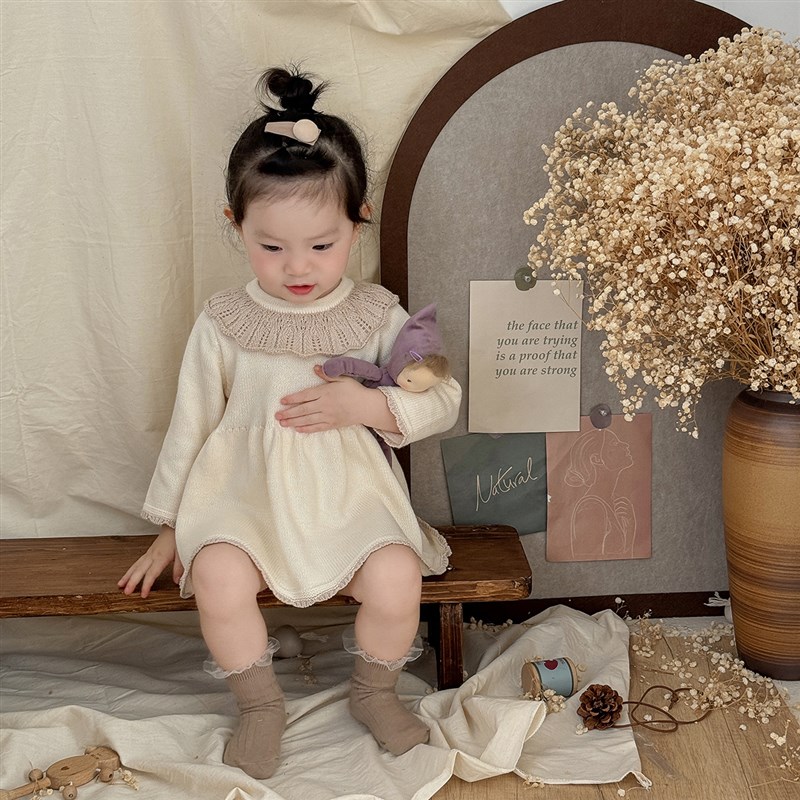 女宝宝衣服秋冬款针织连衣裙婴幼儿春秋装新款公主裙子洋气外出服