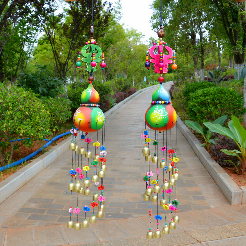 精品天然葫芦风铃挂饰门饰纳西族东巴文手工彩绘葫芦家居装饰品