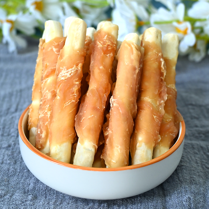 鸡肉缠绕棒洁牙骨磨牙棒狗狗零食钙骨奶棒卷鸡胸肉干口臭小型幼犬